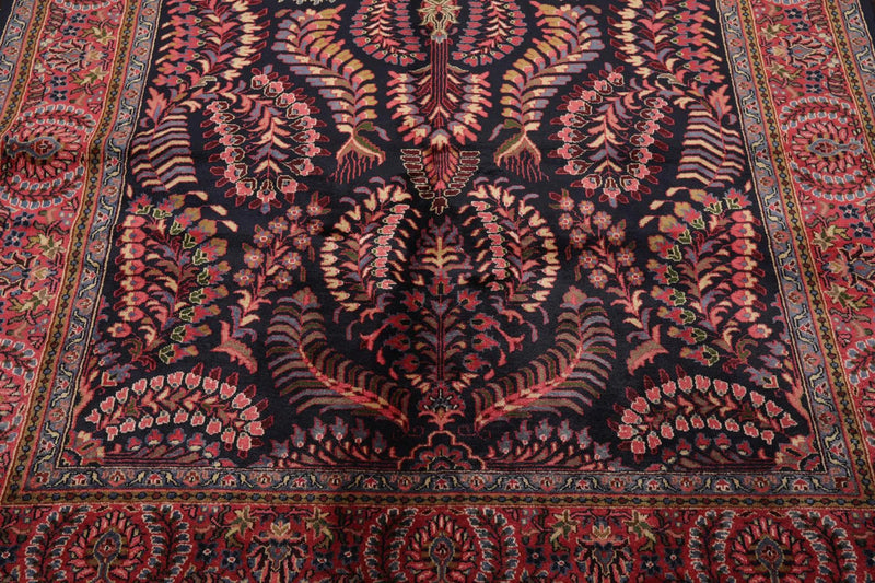 5'11' x 8'11'' Hand Knotted 100% Wool Saroukk Traditional Oriental Area Rug Navy