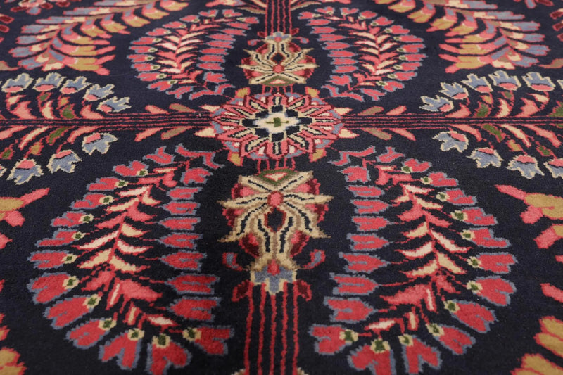 5'11' x 8'11'' Hand Knotted 100% Wool Saroukk Traditional Oriental Area Rug Navy