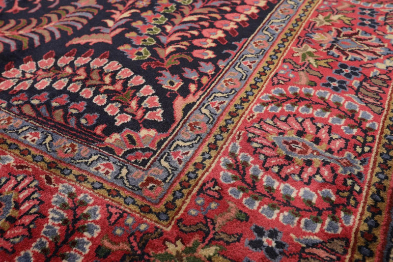 5'11' x 8'11'' Hand Knotted 100% Wool Saroukk Traditional Oriental Area Rug Navy