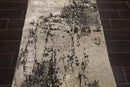 2'11" x 5’2" Hand Knotted Wool & Silk Designer Abstract Tibetan Area rug Gray