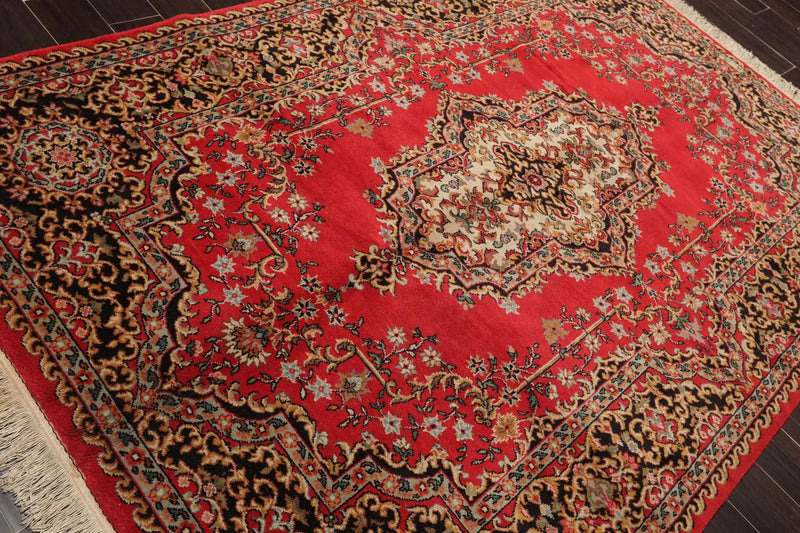 5'11' x 8'11'' Hand Knotted 100% Wool Sarouk Traditional Oriental Area Rug Navy