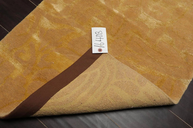 2' x 3' Modern Tibetan Wool and Silk Oriental Area Rug Gold