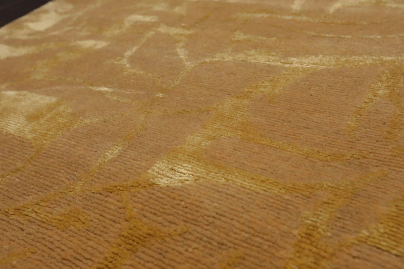 2' x 3' Modern Tibetan Wool and Silk Oriental Area Rug Gold