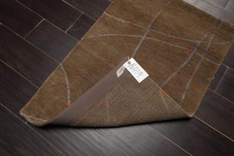 2' x 3' Hand Knotted 100% Wool Modern Tibetan Oriental Area Rug Moss, Gray