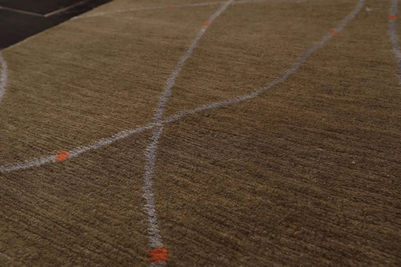 2' x 3' Hand Knotted 100% Wool Modern Tibetan Oriental Area Rug Moss, Gray