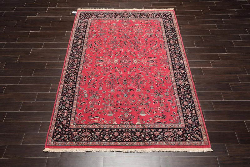 6' x 8'11'' Hand Knotted Wool PakPersian 16/18 Isphahan 300 KPSI Area Rug Pink