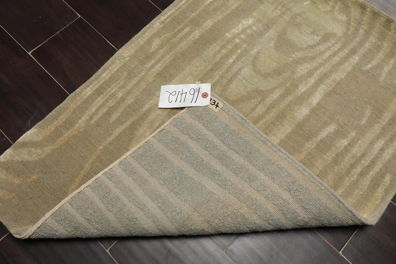 2’ x 3’ Hand Knotted Wool & Silk Modern Tibetan Oriental Area rug Gray