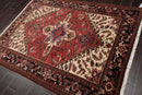 5' x 6'6" Hand Knotted 100% Wool Traditional Herizz Oriental Area Rug Rust