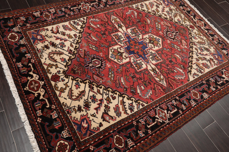 5' x 6'6" Hand Knotted 100% Wool Traditional Herizz Oriental Area Rug Rust