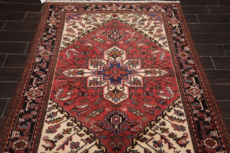 5' x 6'6" Hand Knotted 100% Wool Traditional Herizz Oriental Area Rug Rust