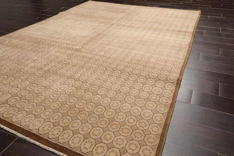 6x9 Beige Hand Knotted Tibetan 100% Wool Michaelian & Kohlberg Modern & Contemporary Oriental Area Rug
