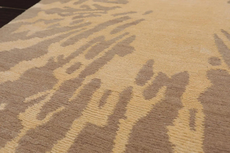 2'x3' Hand Knotted Wool & Silk Modern Tibetan Oriental Area rug Beige