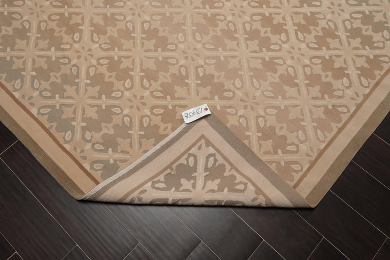 8'1" x 9'9" Schumacher Hand Knotted Wool French Aubusson Savonnerie Area Rug Beige