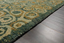6x9 Green Hand Knotted Tibetan Wool and Silk Michaelian & Kohlberg Traditional Oriental Area Rug