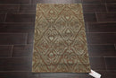2’ x 3’ Hand Knotted Wool & Silk Transitional Tibetan Oriental Area rug Tan