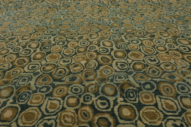 6x9 Green Hand Knotted Tibetan Wool and Silk Michaelian & Kohlberg Traditional Oriental Area Rug