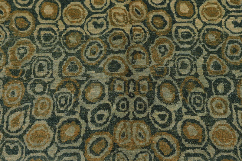 6x9 Green Hand Knotted Tibetan Wool and Silk Michaelian & Kohlberg Traditional Oriental Area Rug