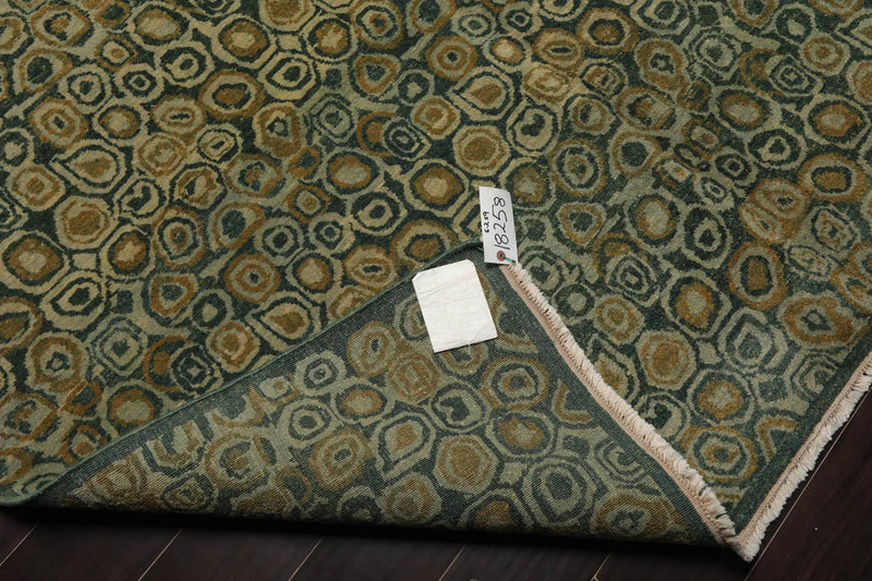 6x9 Green Hand Knotted Tibetan Wool and Silk Michaelian & Kohlberg Traditional Oriental Area Rug