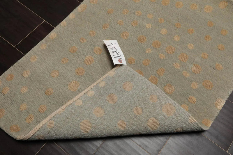 2’x 3’ Hand Knotted Wool & Silk Modern Tibetan Oriental Area rug Aqua, Beige