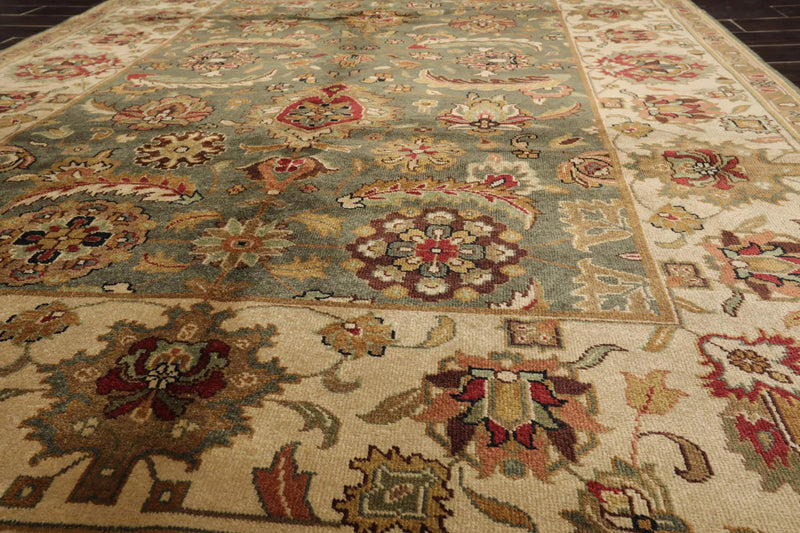 6x9 Green Hand Knotted Oushak 100% Wool Kalaty Traditional Oriental Area Rug