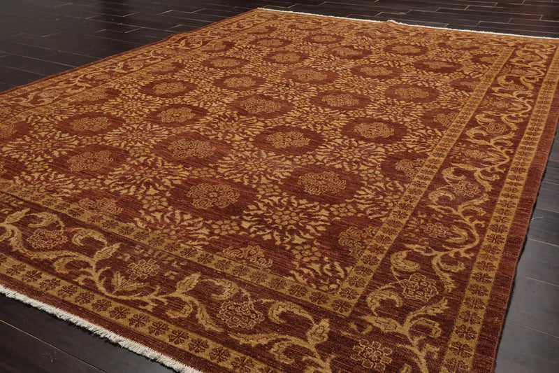 6x9 Brown Hand Knotted 100% Wool Traditional Oriental Area Rug