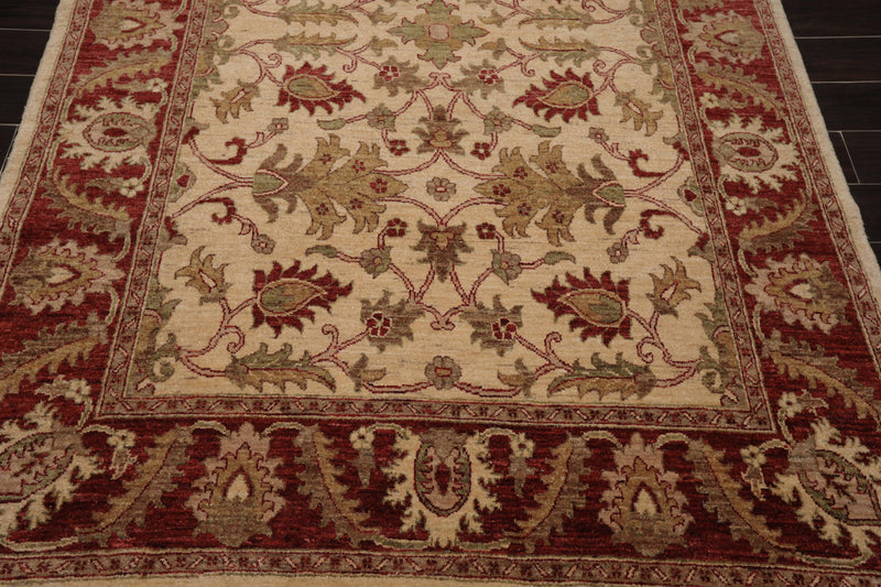 5'9" x 8'4" Hand Knotted Peshawar 100% Wool Arts and Craft Area Rug Beige