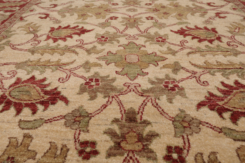 5'9" x 8'4" Hand Knotted Peshawar 100% Wool Arts and Craft Area Rug Beige