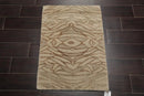 2’ x 3’ Hand Knotted Wool & Silk Modern Tibetan Oriental Area rug Beige, Gray