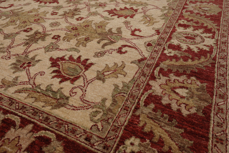 5'9" x 8'4" Hand Knotted Peshawar 100% Wool Arts and Craft Area Rug Beige