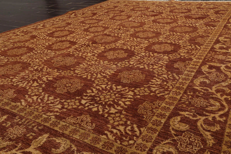 6x9 Brown Hand Knotted 100% Wool Traditional Oriental Area Rug