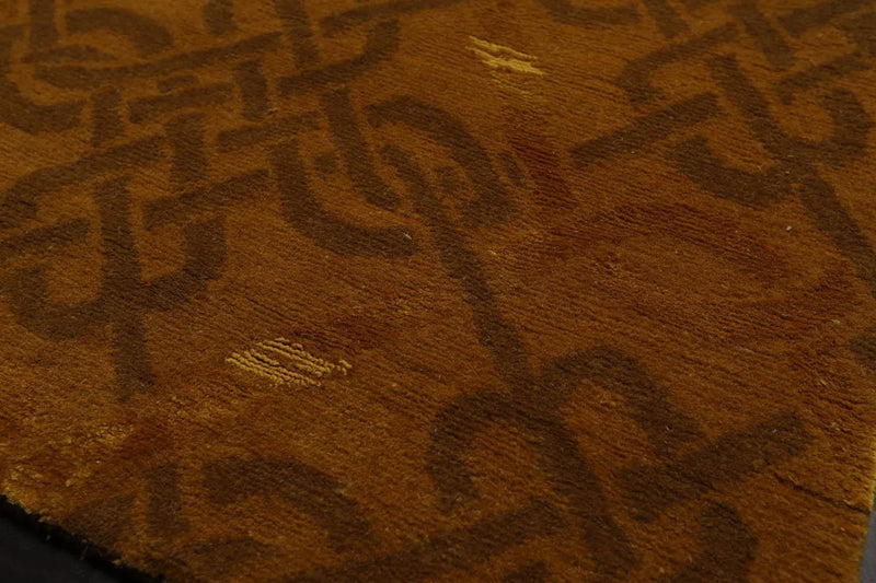 2’x3’ Hand Knotted Wool & Silk Transitional Tibetan Oriental Area rug Gold