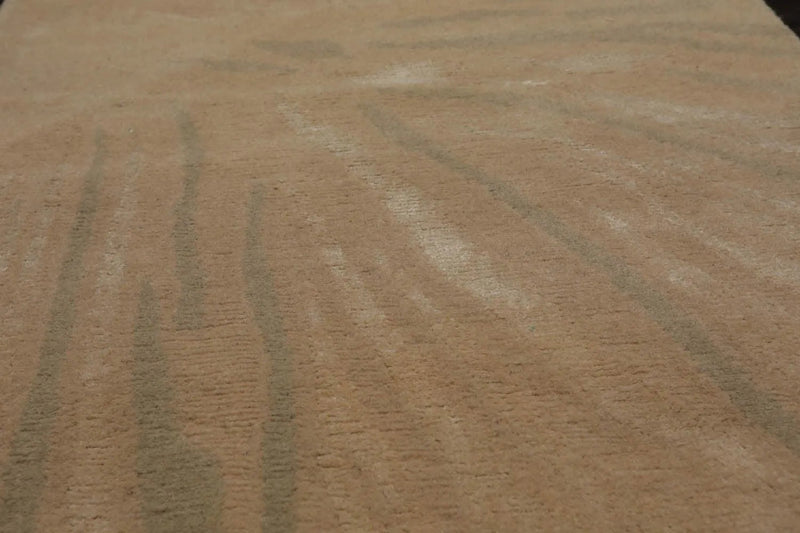 2' x 3' Hand Knotted Wool & Silk Modern Tibetan Oriental Area Rug Beige, Gray