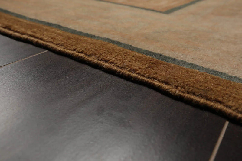 6x9 Beige Hand Knotted Tibetan 100% Wool Art Deco Traditional Oriental Area Rug