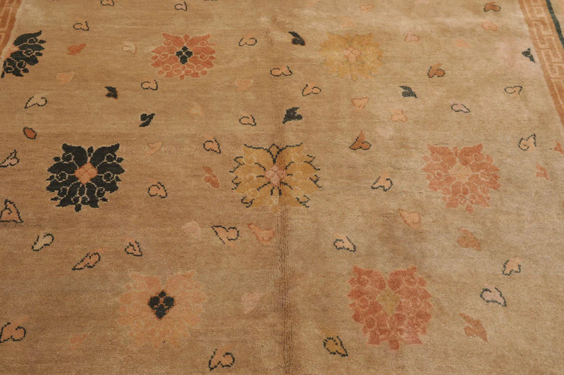 6x9 Beige Hand Knotted Tibetan 100% Wool Art Deco Traditional Oriental Area Rug