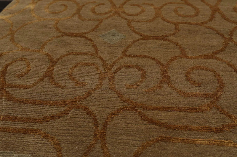 2' x 3' Hand Knotted Wool & Silk Modern Tibetan Oriental Area Rug Moss