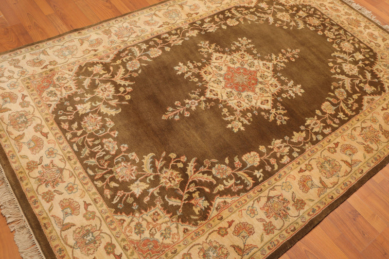 5' x 7'9" Hand Knotted Kermann Traditional 100% Wool Persian Oriental Area rug Mocha
