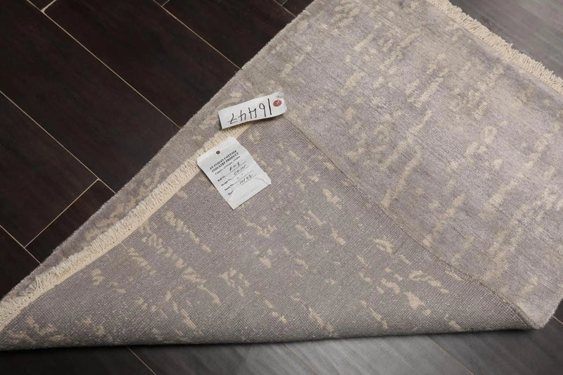 2' x 3' Hand Knotted 100% Wool Modern Tibetan Oriental Area Rug Gray, Ivory