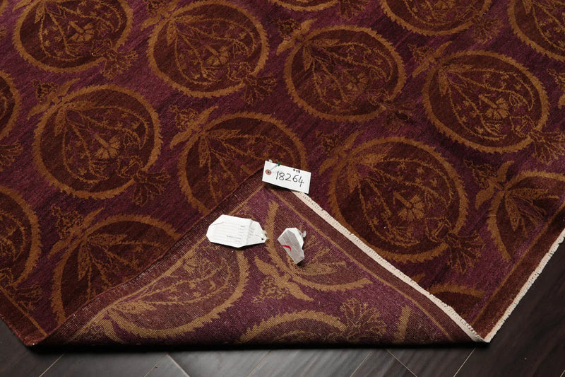 6x9 Aubergine Hand Knotted Tibetan 100% Wool Michaelian & Kohlberg Transitional Oriental Area Rug