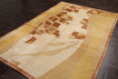 6x9 Beige Hand Knotted Tibetan Wool and Silk Michaelin Kohlberg Modern & Contemporary Oriental Area Rug