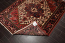 5'1" x 6'6" Hand Knotted Wool Herizz Vegetable Dyes Oriental Area Rug Ivory Red