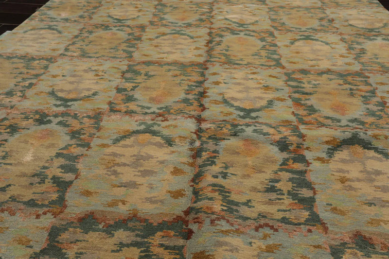 6x9 Aqua Hand Knotted Tibetan 100% Wool Tibetan Traditional Oriental Area Rug