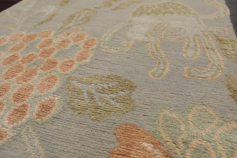 2' x 3' Hand Knotted Wool & Silk Transitional Tibetan Oriental Area Rug Gray