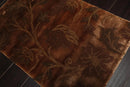 2' x 3' Hand Knotted Wool & Silk Transitional Tibetan Oriental Area Rug Brown