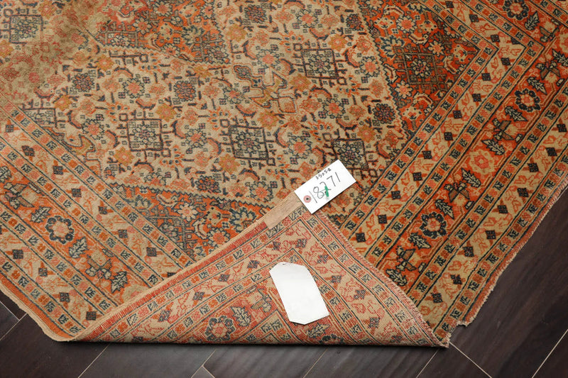 4x6 Beige, Orange Hand Knotted Tribal 100% Wool Heriz Traditional 250 KPSI Oriental Area Rug