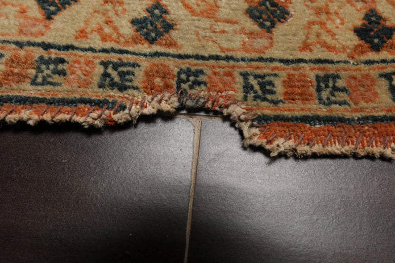 4x6 Beige, Orange Hand Knotted Tribal 100% Wool Heriz Traditional 250 KPSI Oriental Area Rug