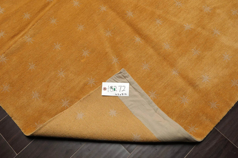 4x6 Gold,Beige Hand Knotted Tibetan 100% Wool Michaelian & Kohlberg Swiss Wash Oriental Area Rug