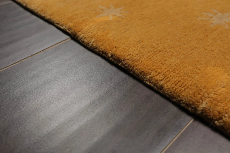 4x6 Gold,Beige Hand Knotted Tibetan 100% Wool Michaelian & Kohlberg Swiss Wash Oriental Area Rug