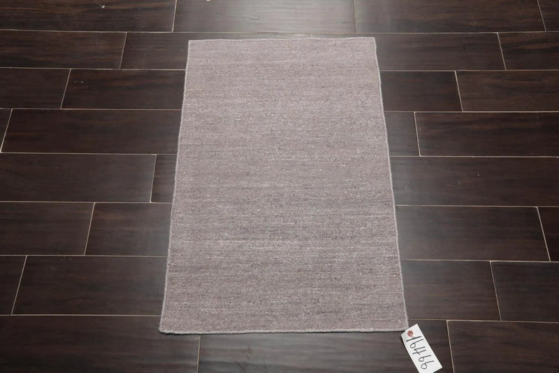 2' x 3' Hand Woven Silk Modern Flatweave Kilim Oriental Area Rug Dark Taupe