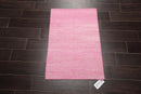 2' x 3' Hand Woven 100% Silk Modern Flatweave Kilim Oriental Area Rug Pink