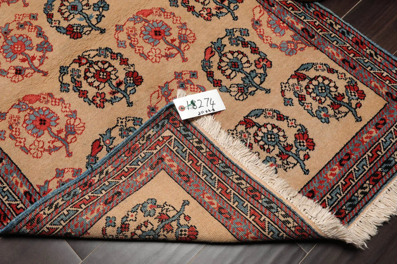 3x5 Beige,Rust Hand Knotted Tibetan 100% Wool Transitional Oriental Area Rug